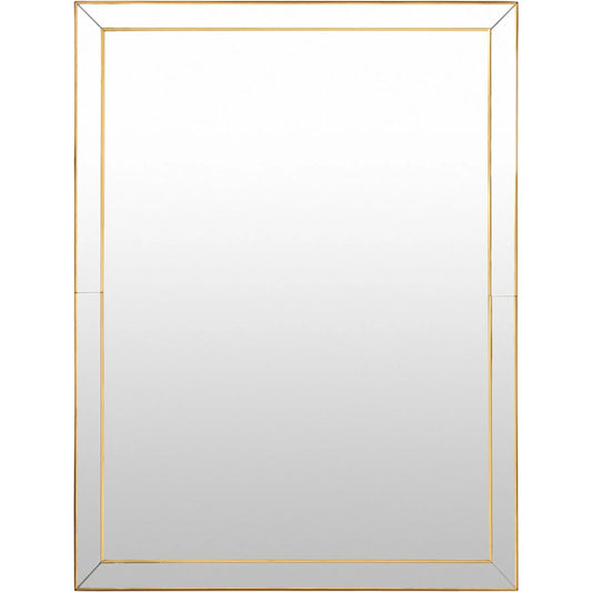 Lovely Mirror by Global Views in brushed brass. Made from mirror, stainless steel, copper trim in a transitional style.
