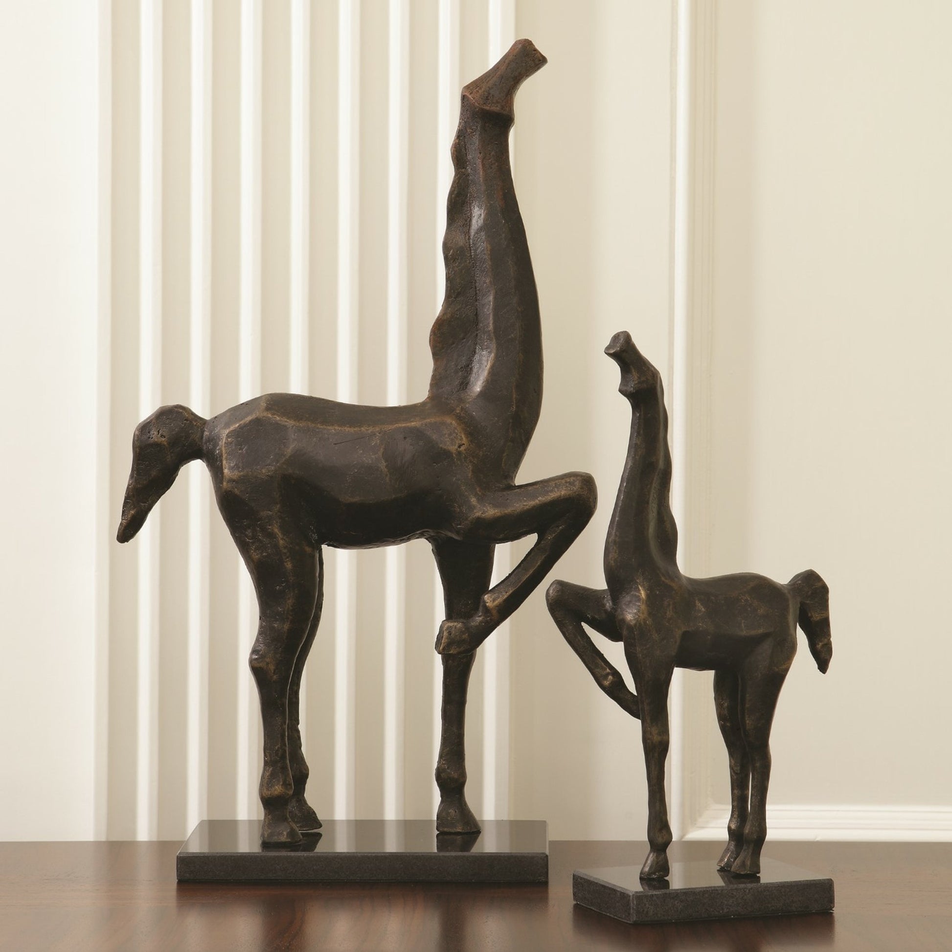 Cubist Horse by Global Views in bronze patina. Made from cast iron in a eclectic & global style.