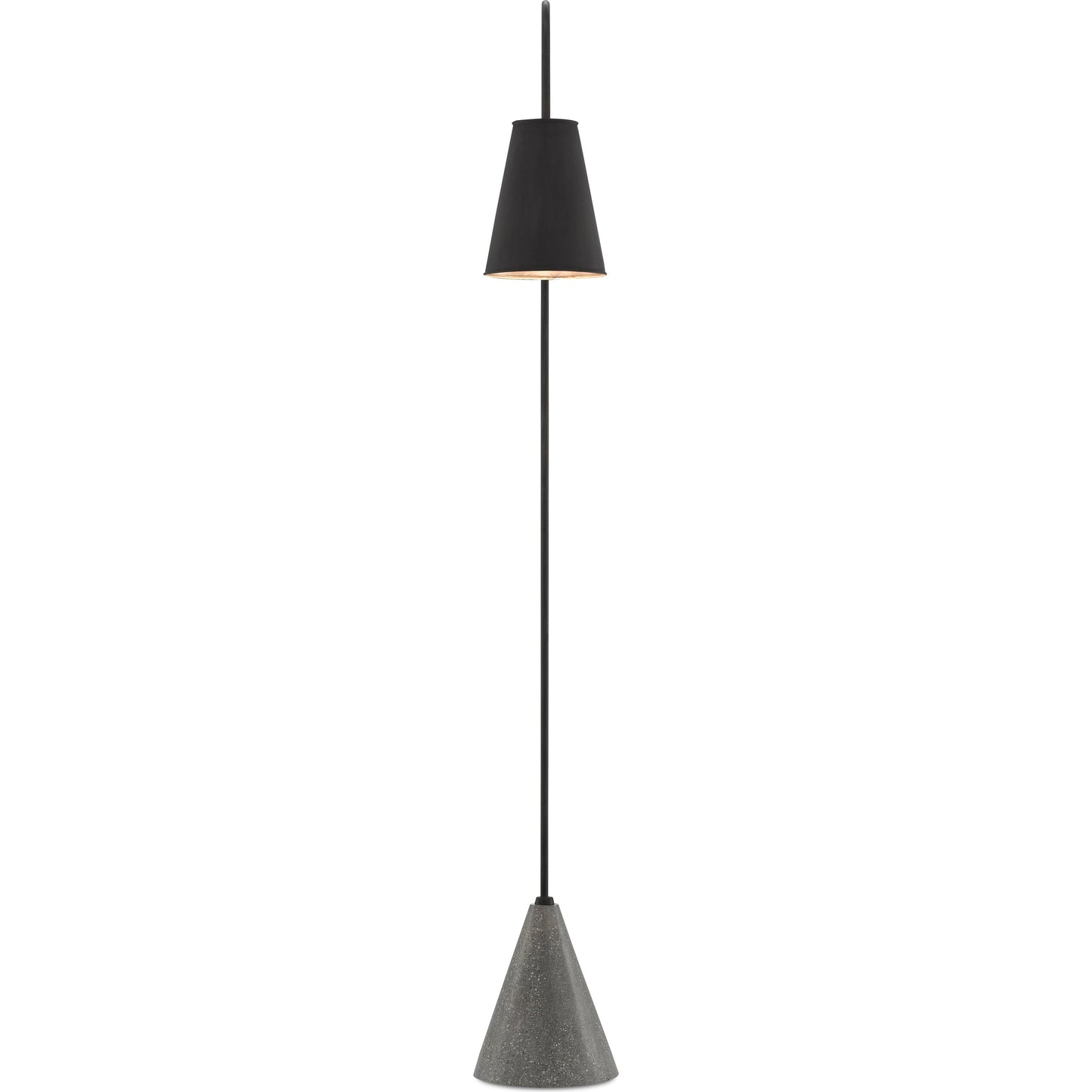 001 SR-381197 | Additional Silo | Lotz Floor Lamp by Currey and Company in black iron, silver leaf, polished concrete. Made from wrought iron, concrete in a modern style.