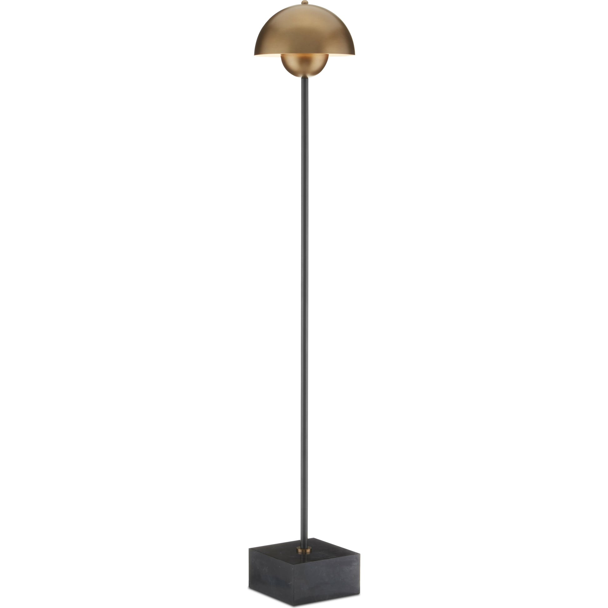 La Rue Floor Lamp by Currey and Company in brushed brass, black. Made from metal, marble in a modern style.