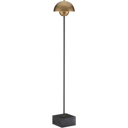 La Rue Floor Lamp by Currey and Company in brushed brass, black. Made from metal, marble in a modern style.