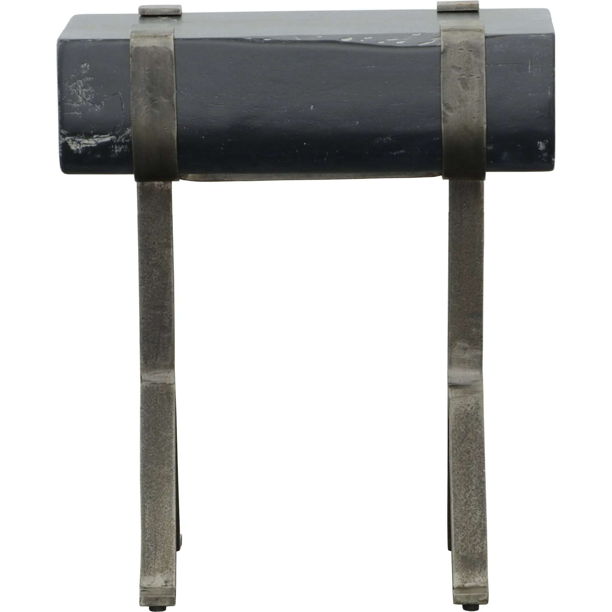 Equestrian Tack Drink Table by Fairfield Chair in black and antique zinc. Made from mango solids, iron in a unique style.