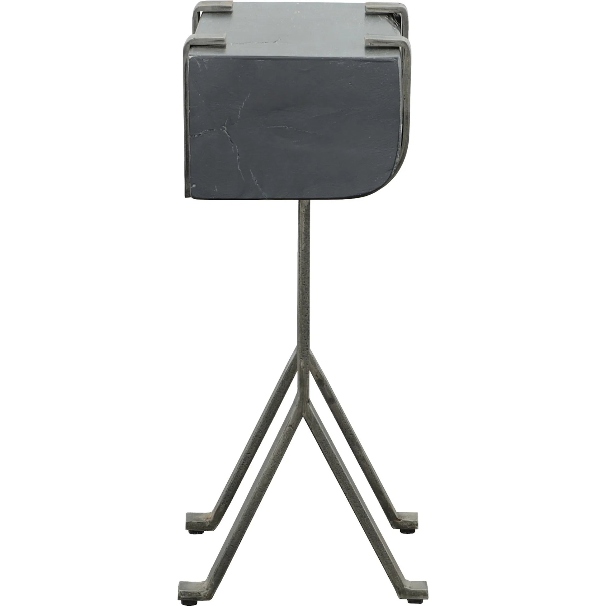 Equestrian Tack Drink Table by Fairfield Chair in black and antique zinc. Made from mango solids, iron in a unique style.