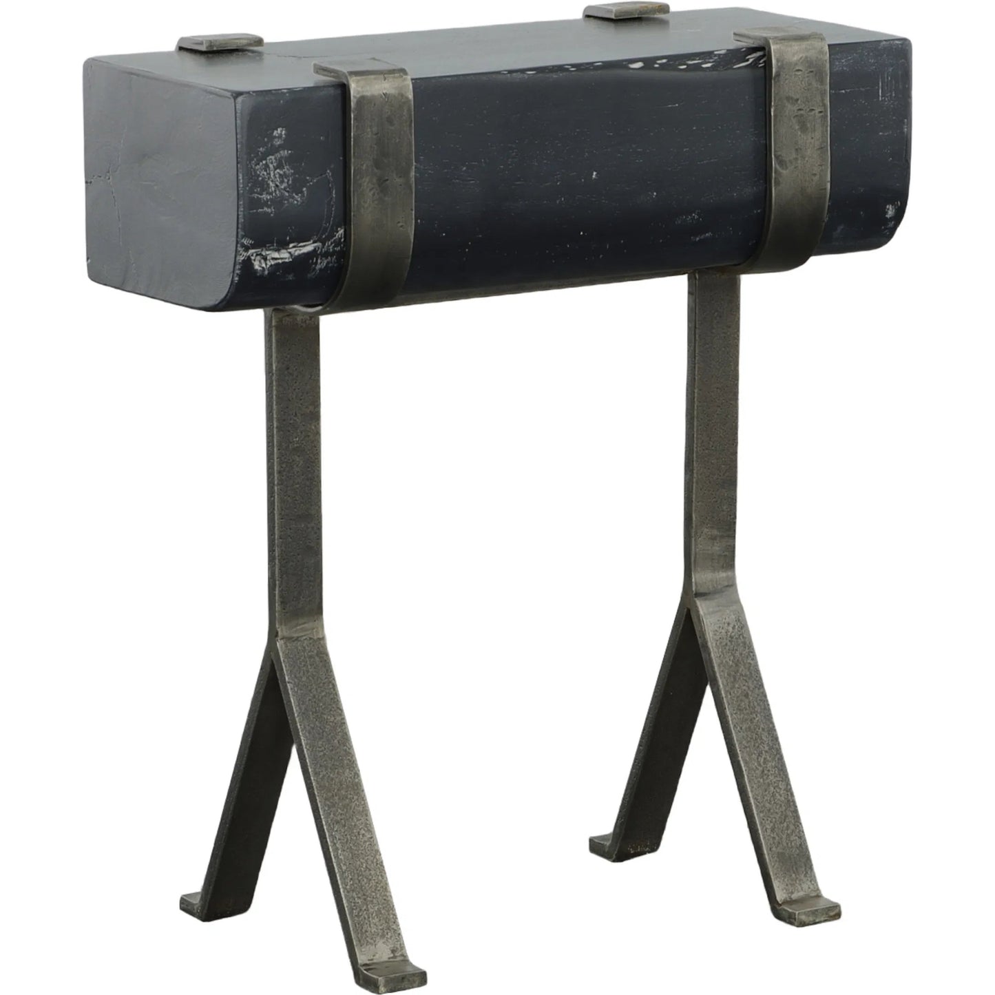000 SI-2635757 | Primary Silo | Equestrian Tack Drink Table by Fairfield Chair in black and antique zinc. Made from mango solids, iron in a unique style.