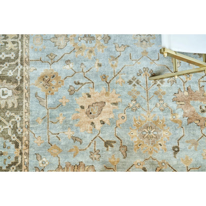 Antique Weave Oushak 8001 Rug by Exquisite Rugs in light blue, brown. Made from new zealand wool in a unique style.