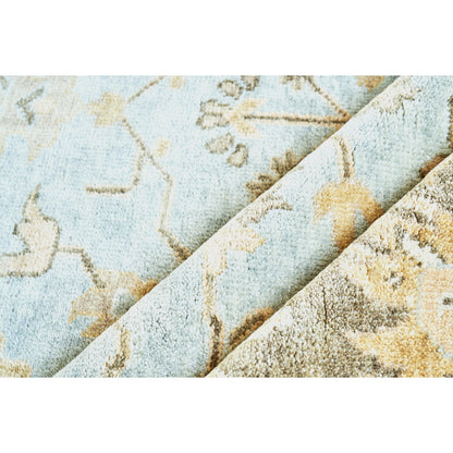 Antique Weave Oushak 8001 Rug by Exquisite Rugs in light blue, brown. Made from new zealand wool in a unique style.