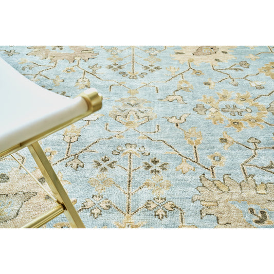 Antique Weave Oushak 8001 Rug by Exquisite Rugs in light blue, brown. Made from new zealand wool in a unique style.