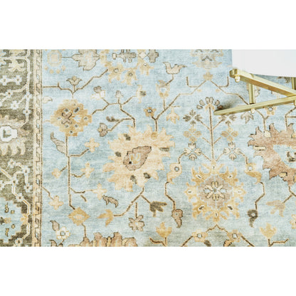 Antique Weave Oushak 8001 Rug by Exquisite Rugs in light blue, brown. Made from new zealand wool in a unique style.