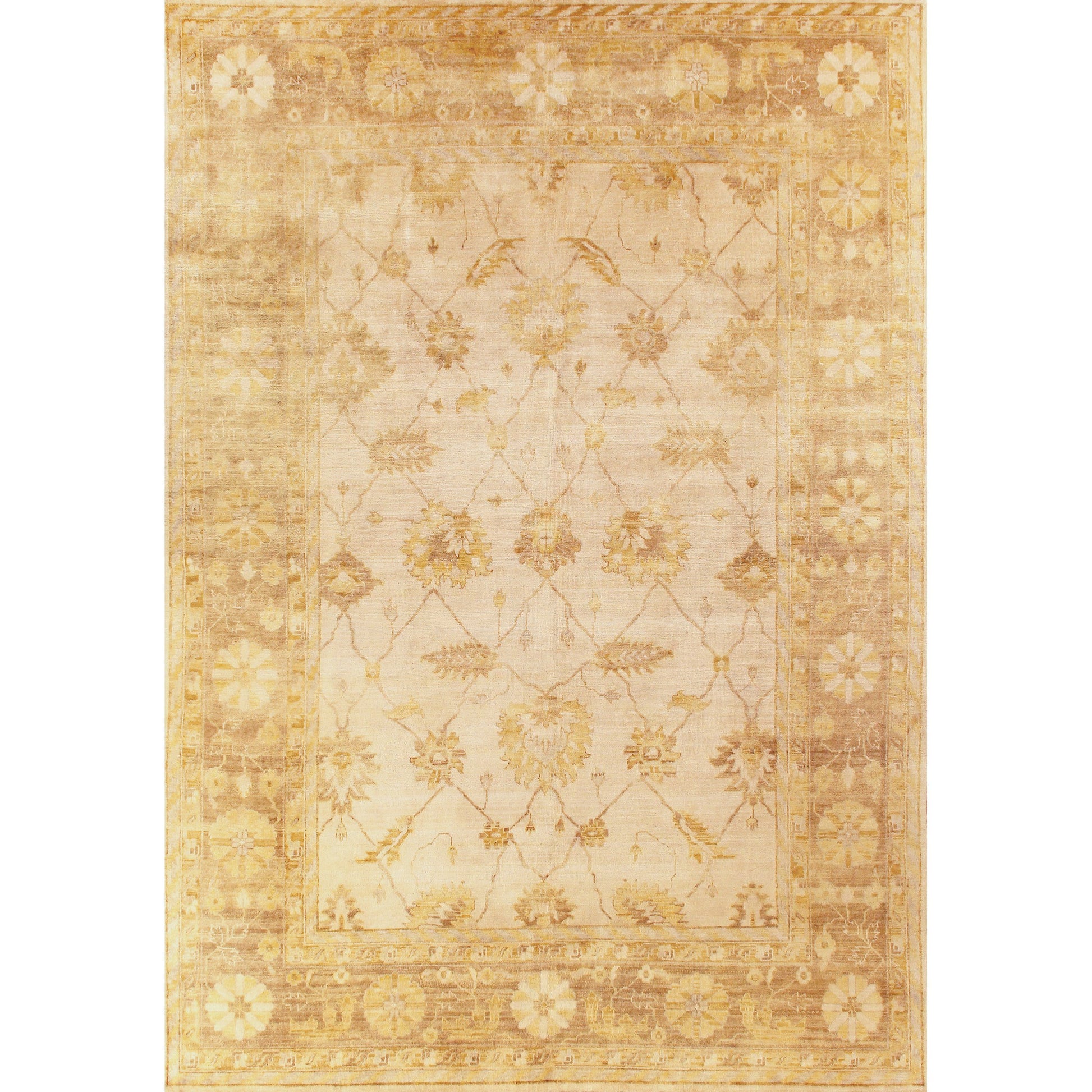 Antique Weave Oushak Rug VIII by Exquisite Rugs in ivory, brown, rust. Made from new zealand wool in a unique style.