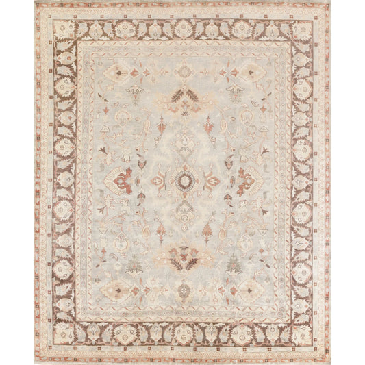 Antique Weave Oushak 8003 Rug by Exquisite Rugs in light blue, brown. Made from new zealand wool in a unique style.