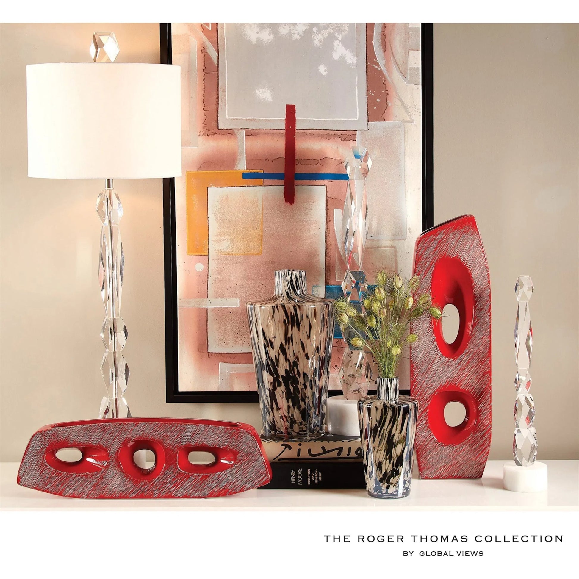 Facette Lamp W/White Marble Base by Global Views. Made from crystal, white marble in a eclectic & global style.