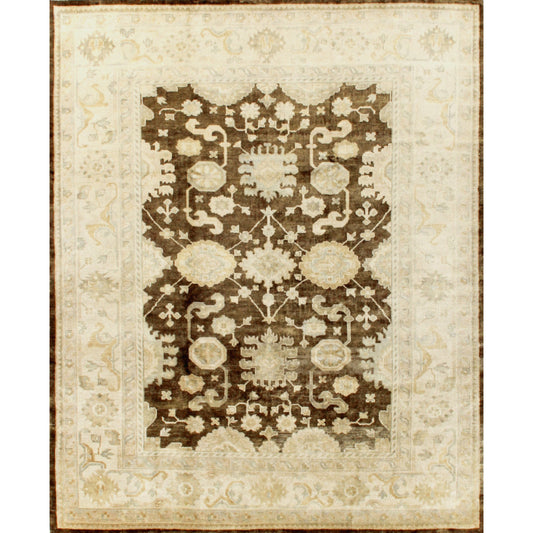 Antique Weave Oushak 8004 Rug by Exquisite Rugs in brown/ivory. Made from ivory in a unique style.