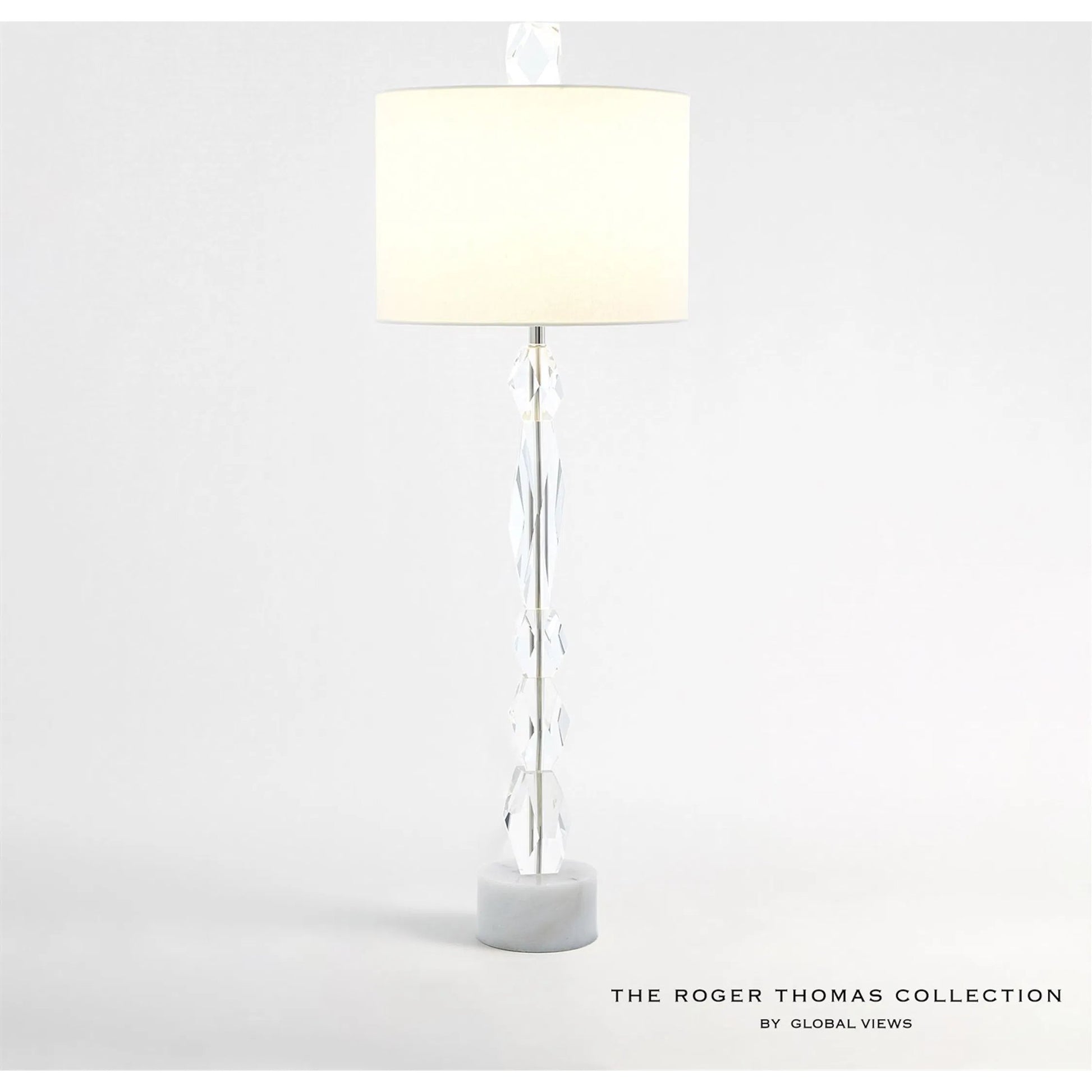 Facette Lamp W/White Marble Base by Global Views. Made from crystal, white marble in a eclectic & global style.