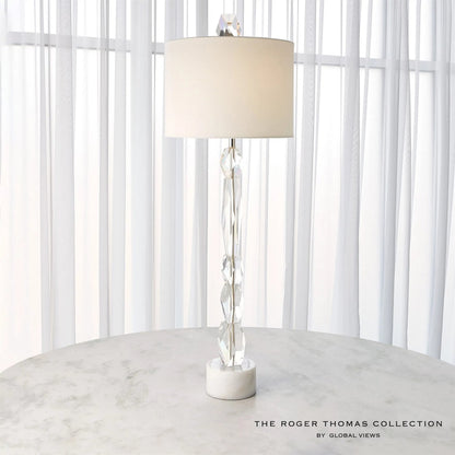 Facette Lamp W/White Marble Base by Global Views. Made from crystal, white marble in a eclectic & global style.