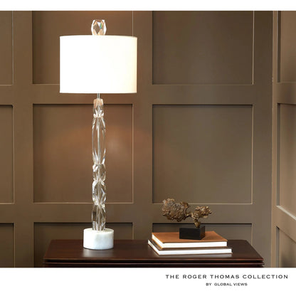 Facette Lamp W/White Marble Base by Global Views. Made from crystal, white marble in a eclectic & global style.