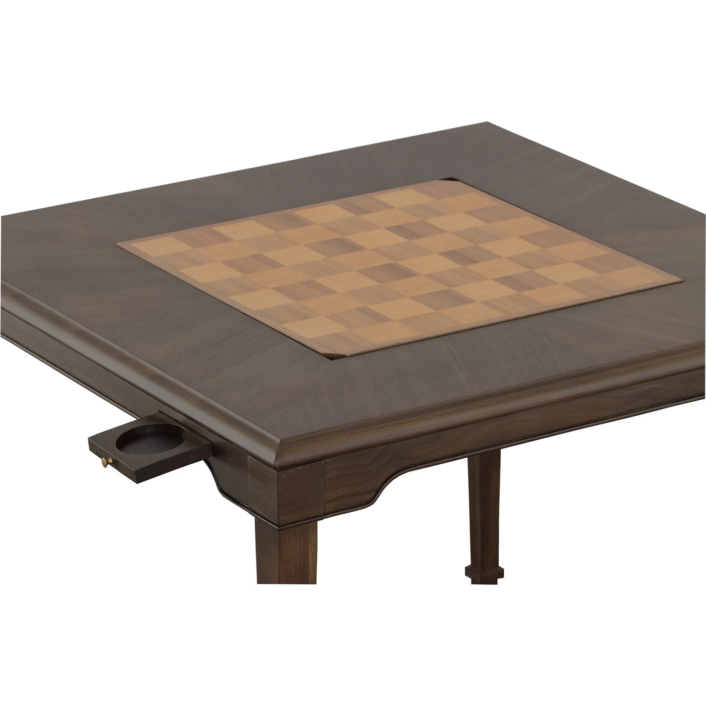 005 SI-2635766 | Closeup | Oscar Activity Table by Fairfield Chair in brown and hazelnut. Made from walnut solids, veneers in a unique style.