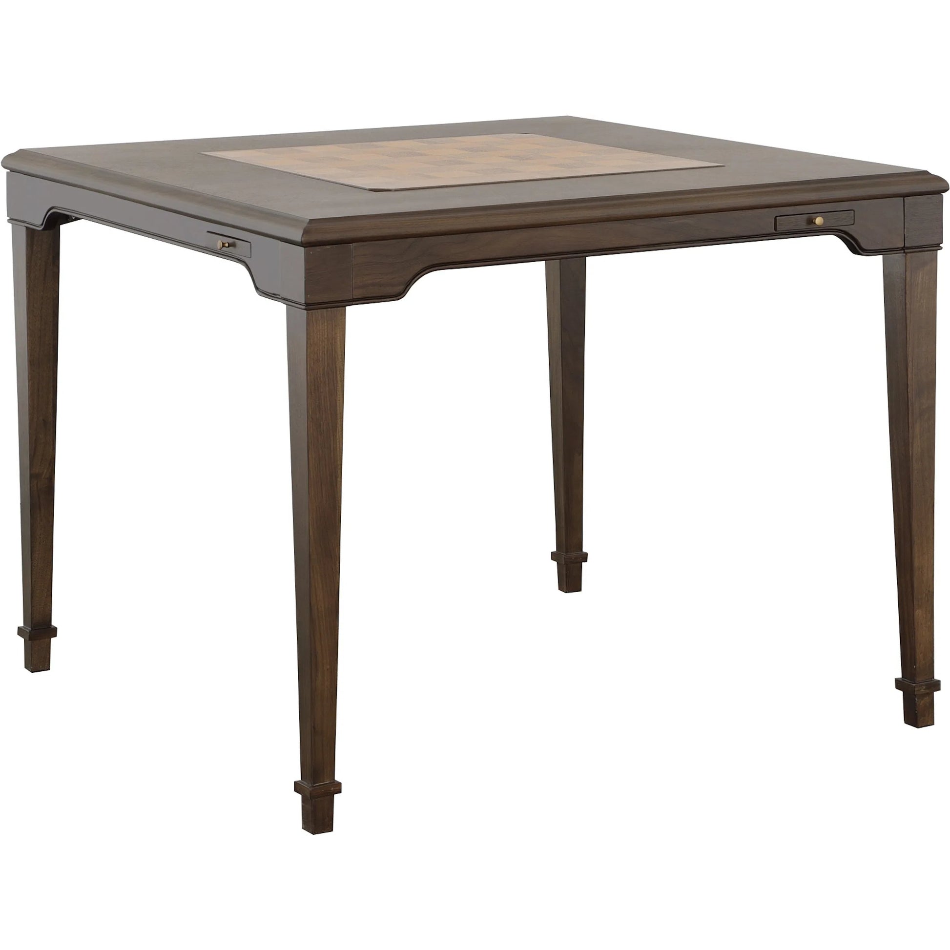 Oscar Activity Table by Fairfield Chair in brown and hazelnut. Made from walnut solids, veneers in a unique style.
