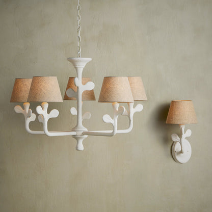 Charny Wall Sconce by Currey and Company in gesso white. Made from composite, metal in a modern style.