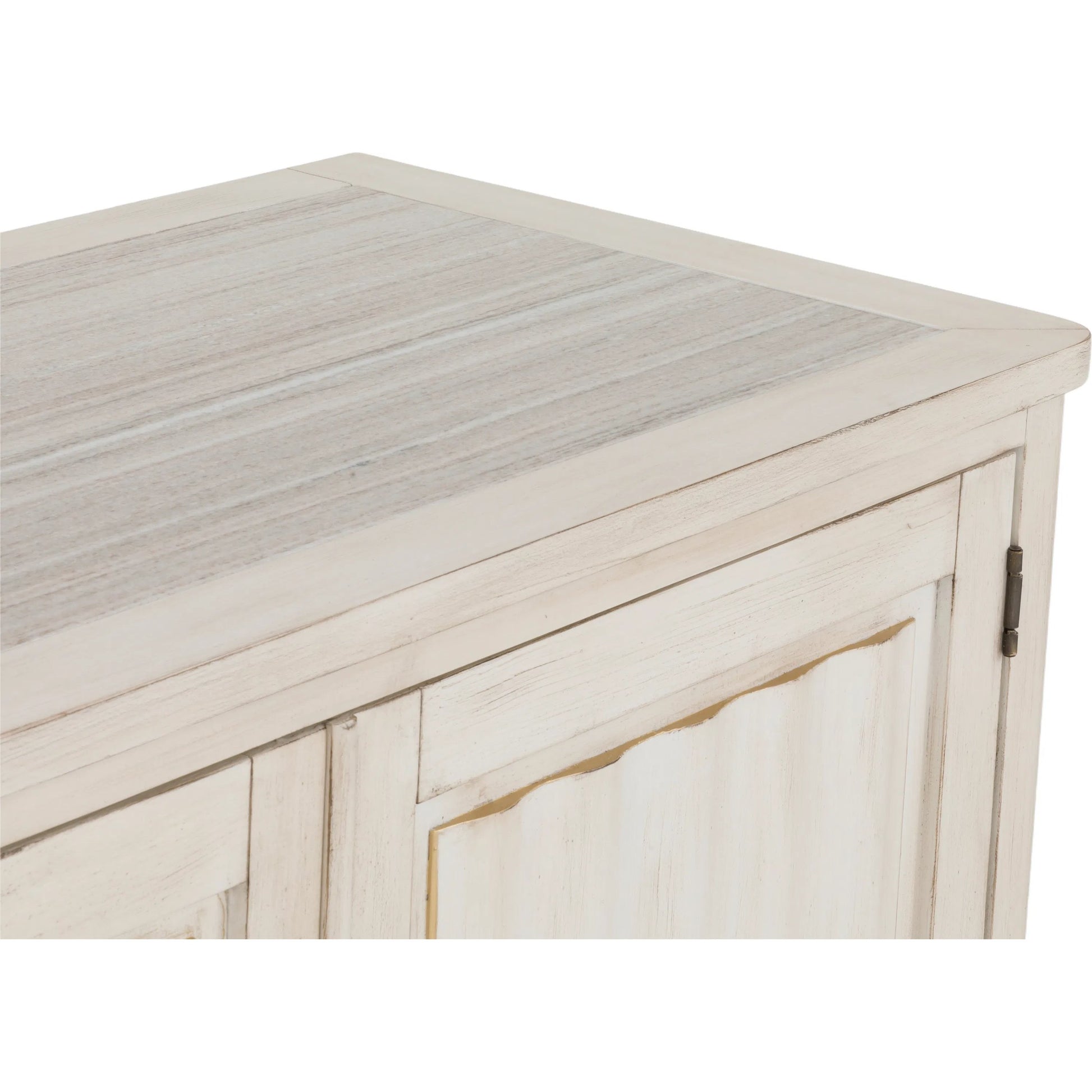 Matteo Aria Four Door Credenza by Fairfield Chair. Made from crystal wood grain stone, beech solids, veneers in a unique style.