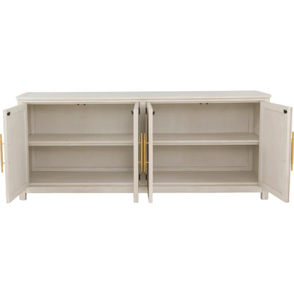 Matteo Aria Four Door Credenza by Fairfield Chair. Made from crystal wood grain stone, beech solids, veneers in a unique style.