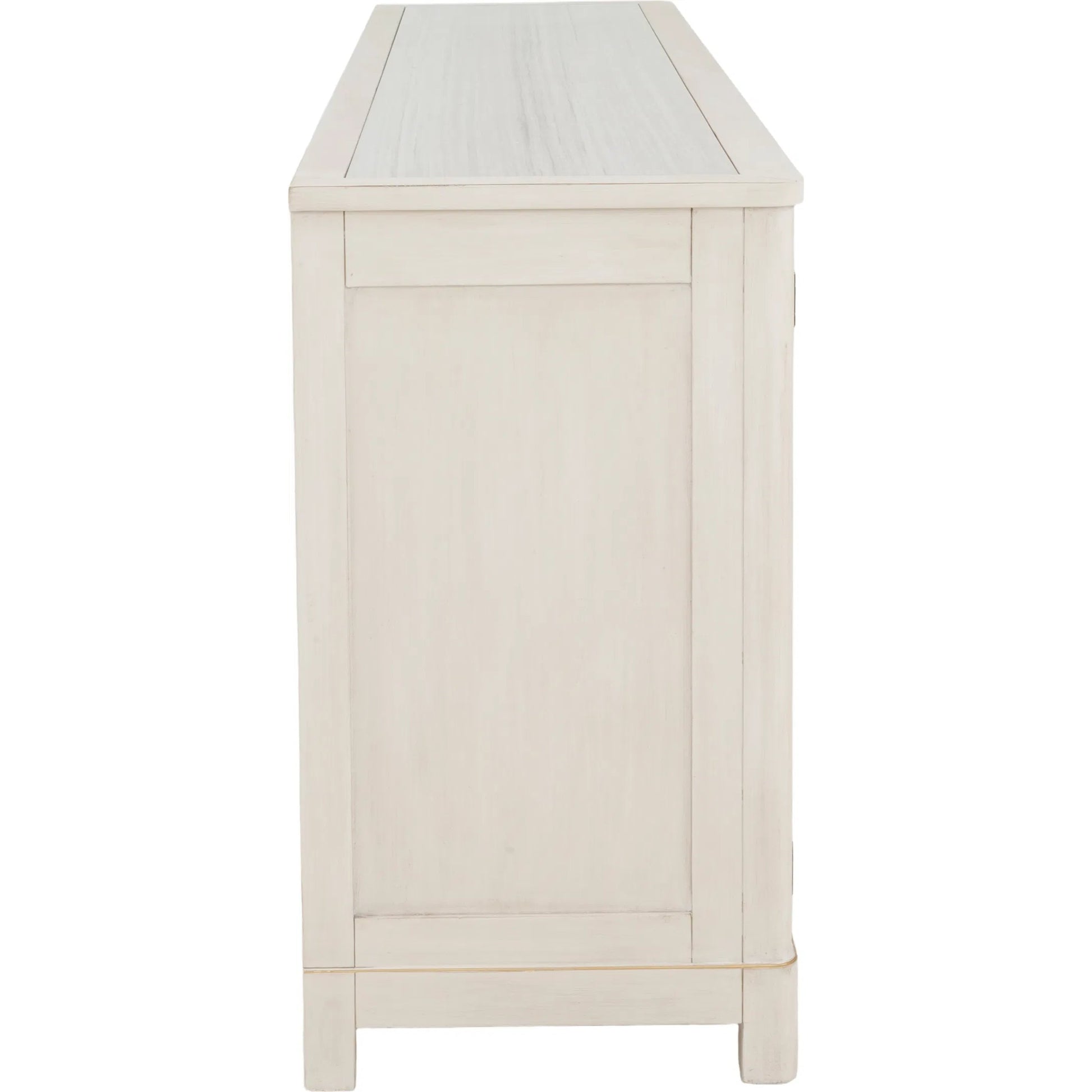 Matteo Aria Four Door Credenza by Fairfield Chair. Made from crystal wood grain stone, beech solids, veneers in a unique style.