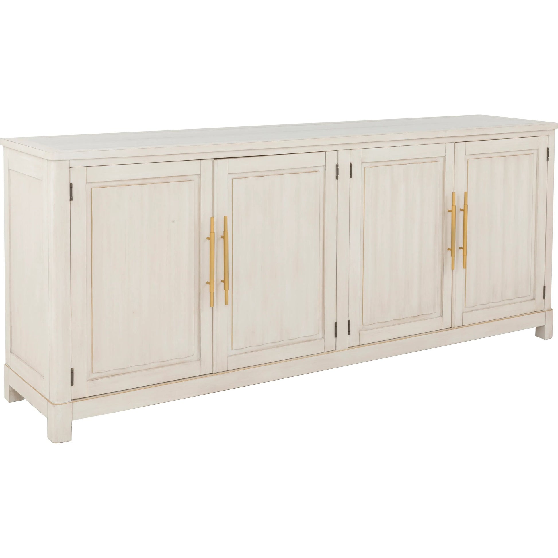 Matteo Aria Four Door Credenza by Fairfield Chair. Made from crystal wood grain stone, beech solids, veneers in a unique style.