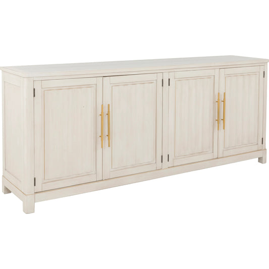Matteo Aria Four Door Credenza by Fairfield Chair. Made from crystal wood grain stone, beech solids, veneers in a unique style.