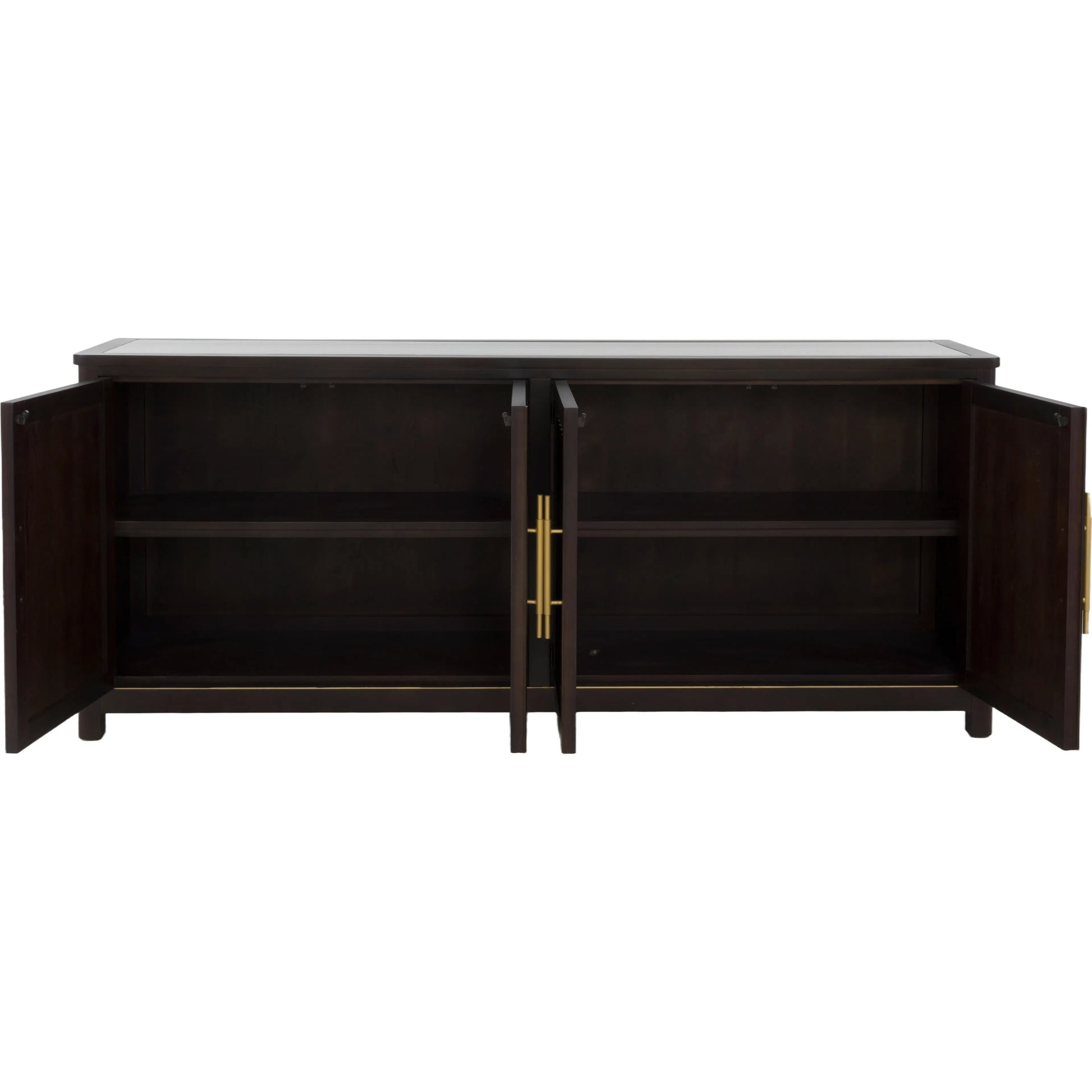 Matteo Aria Four Door Credenza by Fairfield Chair. Made from crystal wood grain stone, beech solids, veneers in a unique style.
