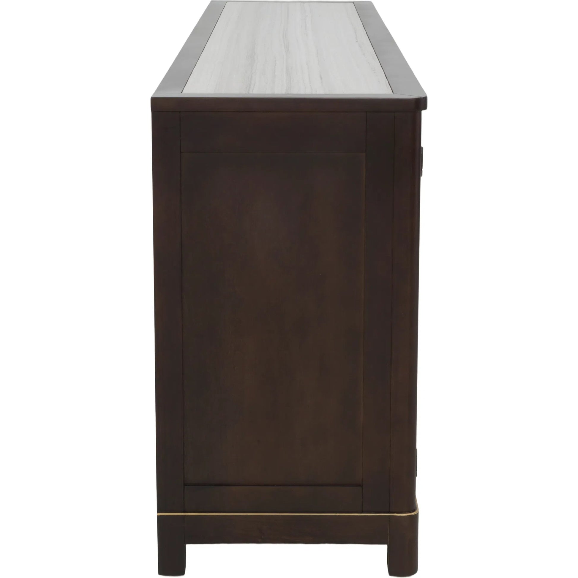Matteo Aria Four Door Credenza by Fairfield Chair. Made from crystal wood grain stone, beech solids, veneers in a unique style.