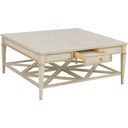 Matteo Linea Square 1-Drawer Cocktail Table by Fairfield Chair. Made from beech solids, veneers in a unique style.