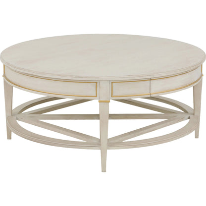 Matteo Linea Round 1-Drawer Cocktail Table by Fairfield Chair. Made from beech solids, veneers in a unique style.