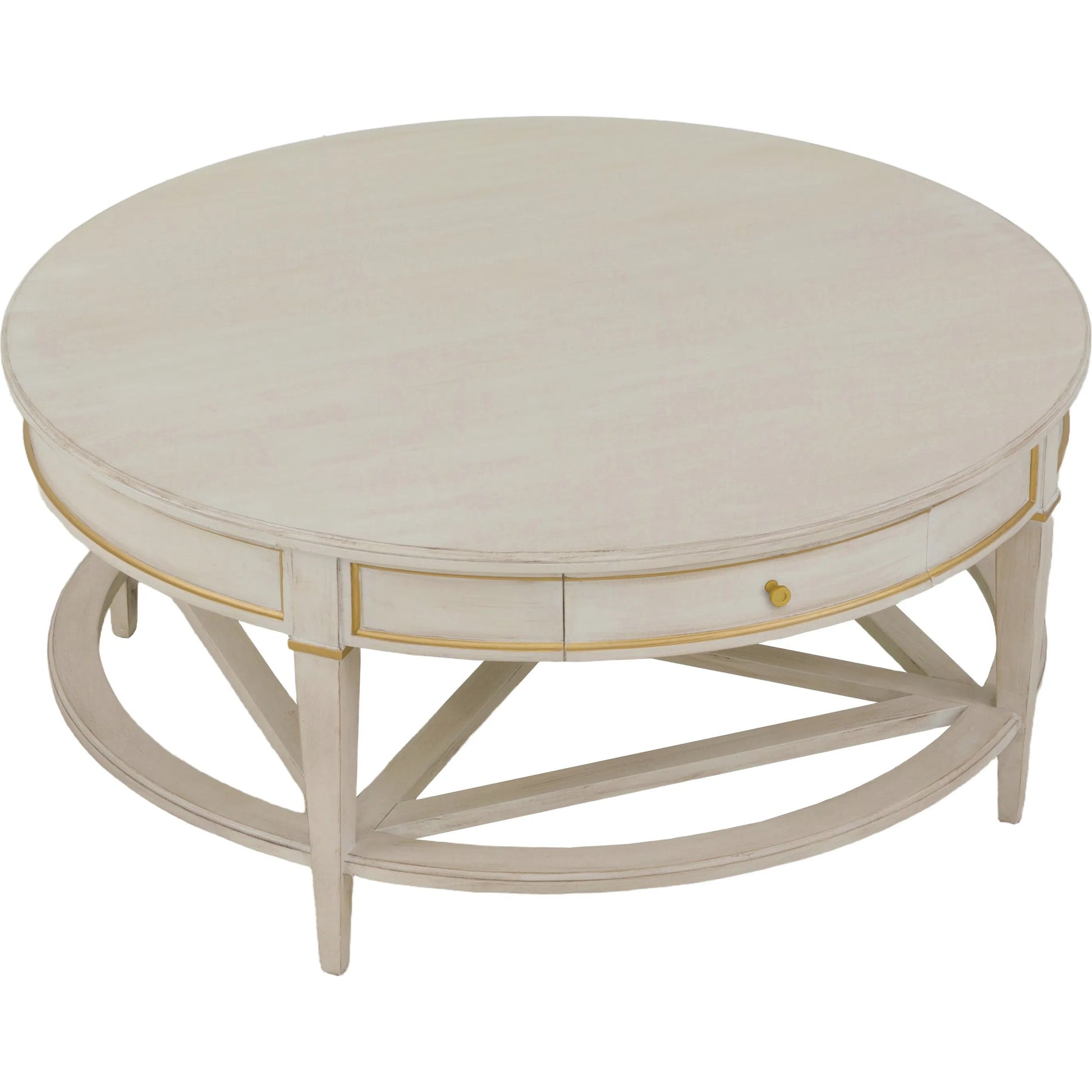 Matteo Linea Round 1-Drawer Cocktail Table by Fairfield Chair. Made from beech solids, veneers in a unique style.