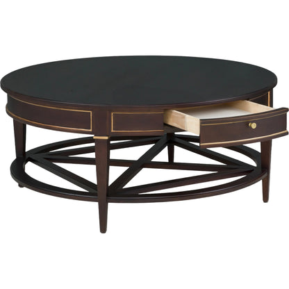 Matteo Linea Round 1-Drawer Cocktail Table by Fairfield Chair. Made from beech solids, veneers in a unique style.