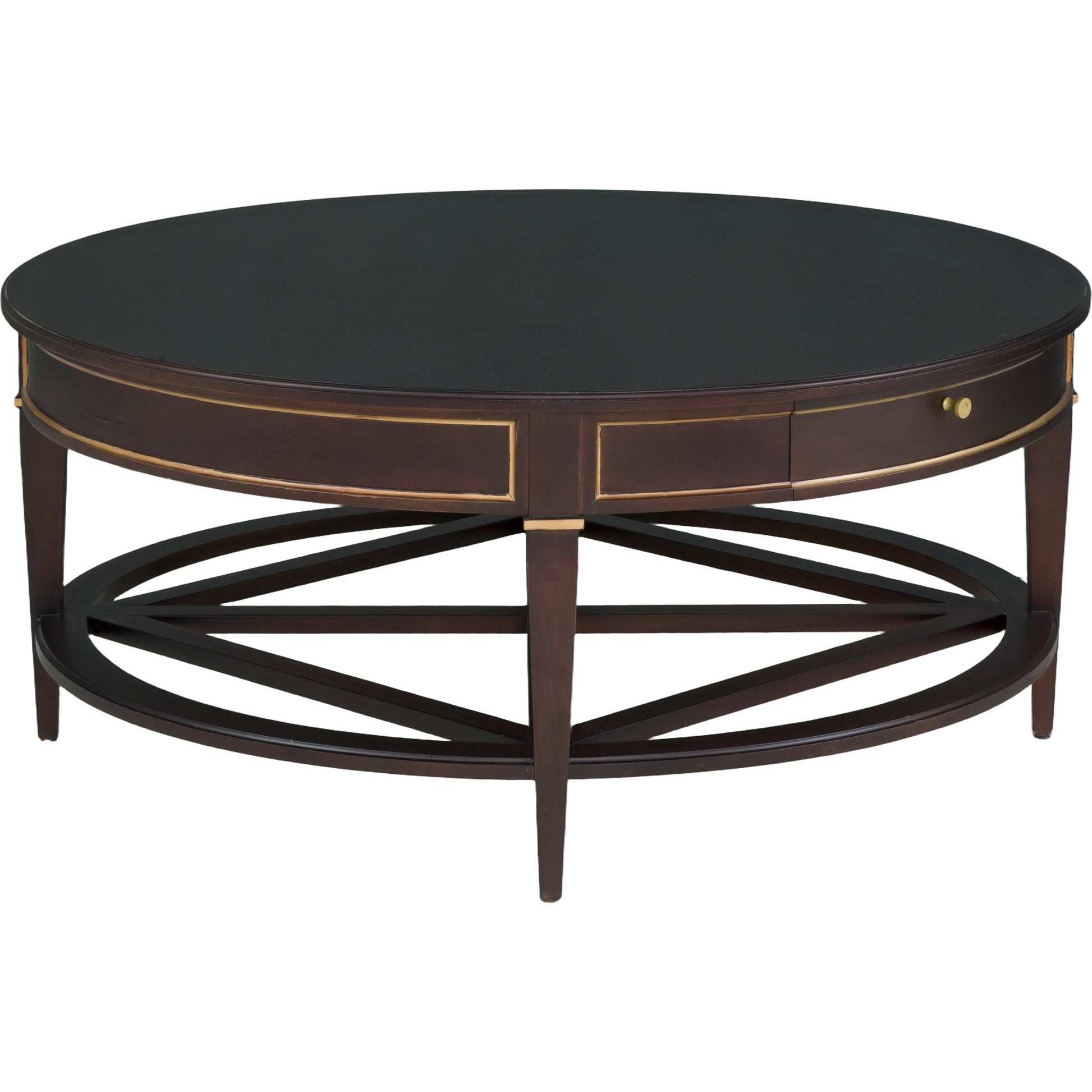 Matteo Linea Round 1-Drawer Cocktail Table by Fairfield Chair. Made from beech solids, veneers in a unique style.