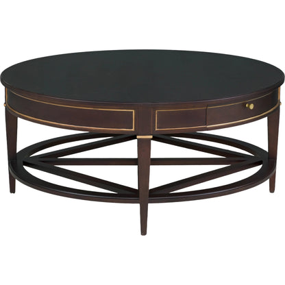 Matteo Linea Round 1-Drawer Cocktail Table by Fairfield Chair. Made from beech solids, veneers in a unique style.