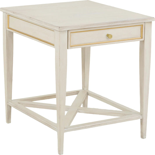Matteo Linea Rectangular 1-Drawer End Table by Fairfield Chair. Made from beech solids, veneers in a unique style.