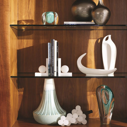Alabaster Ball Bookends by Global Views. Made from alabaster in a modern style.