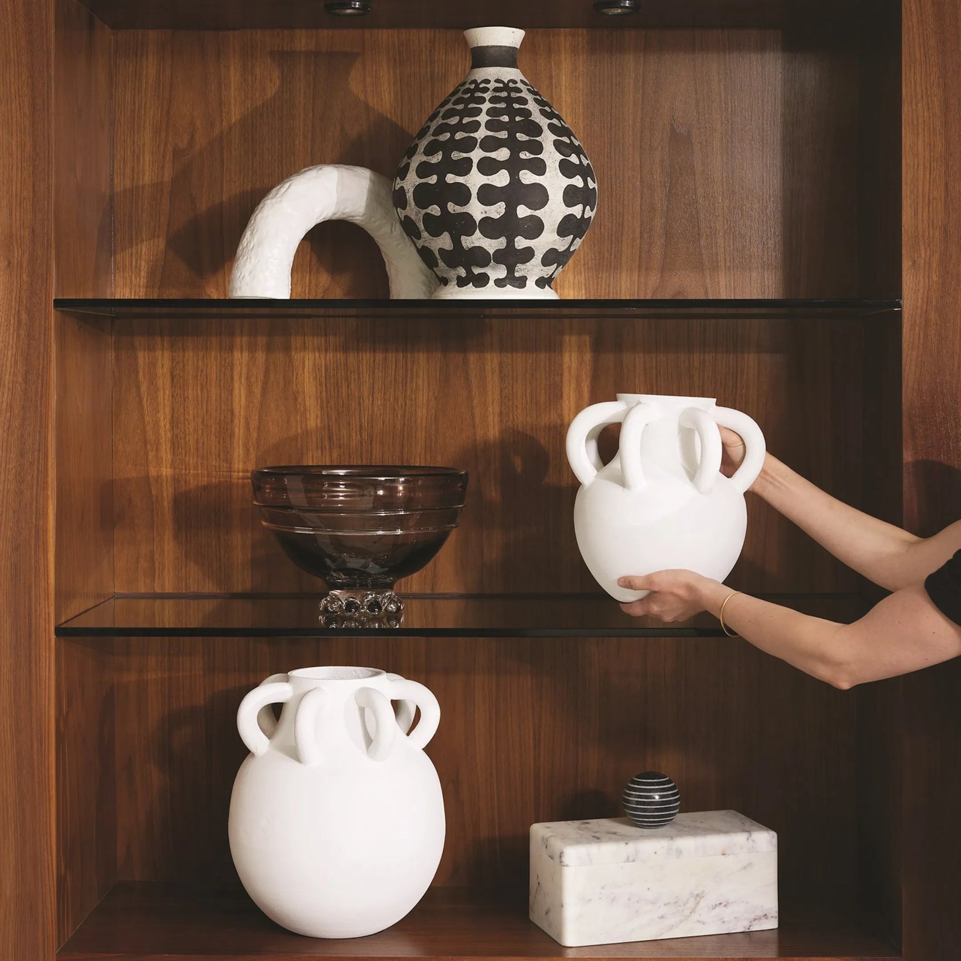 Amphora Loop Vase by Global Views in white. Made from unique in a modern style.