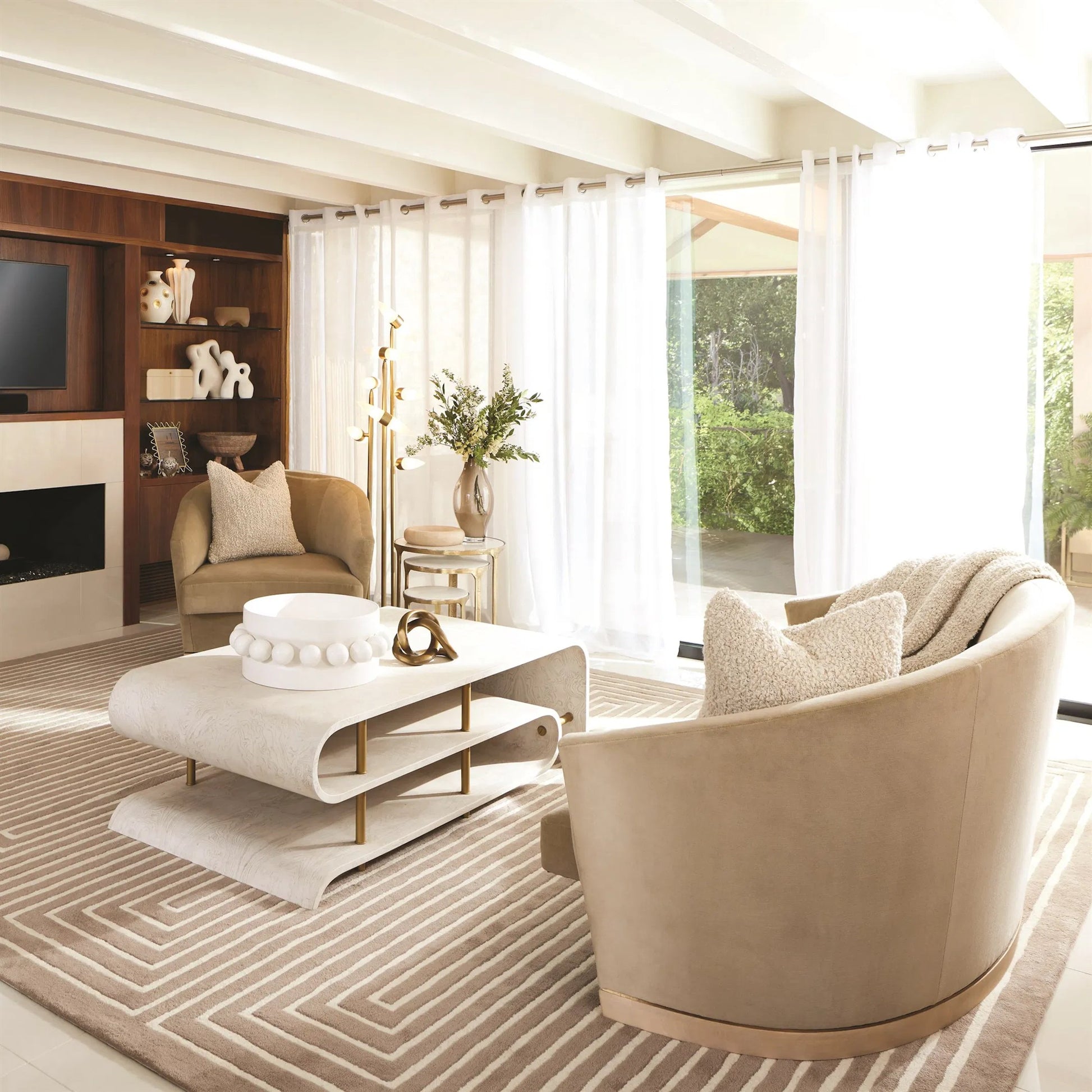 Ophelia Loveseat by Global Views. Made from brass in a modern style.