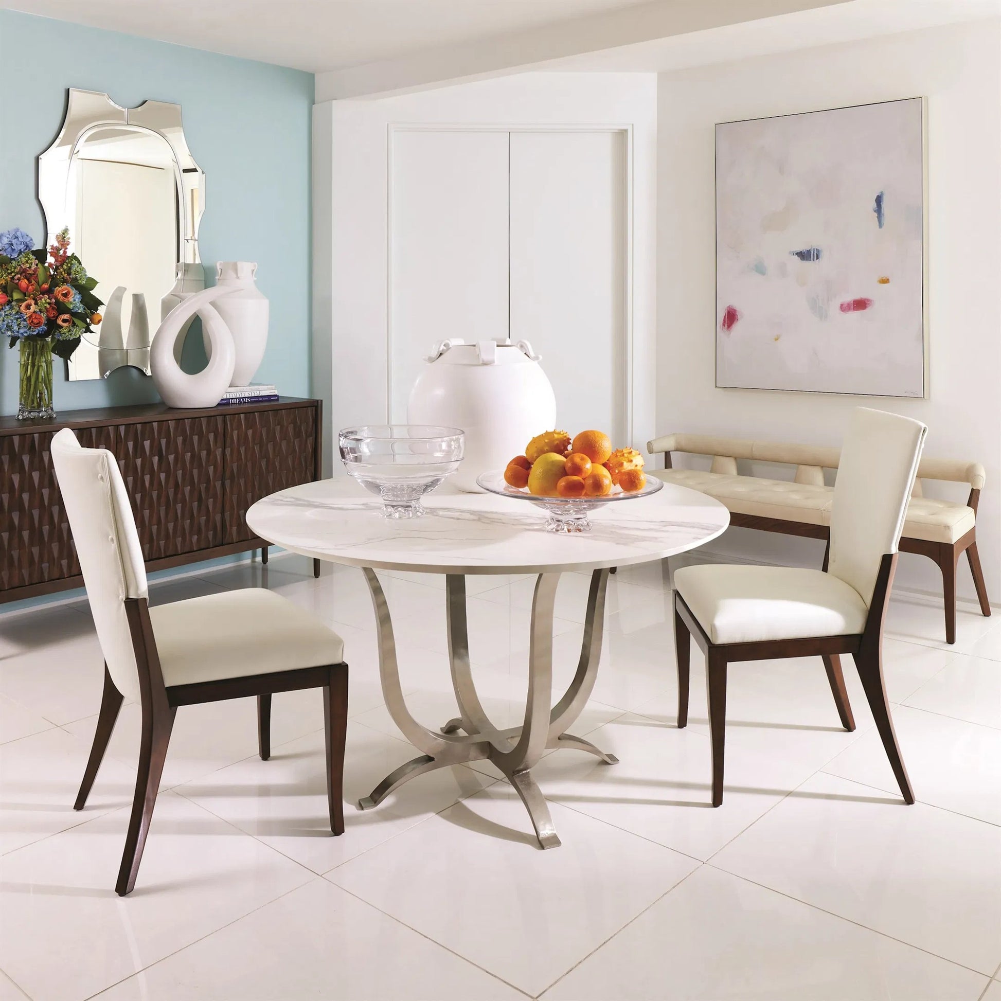 Moderno Bench by Global Views. Made from unique in a modern style.