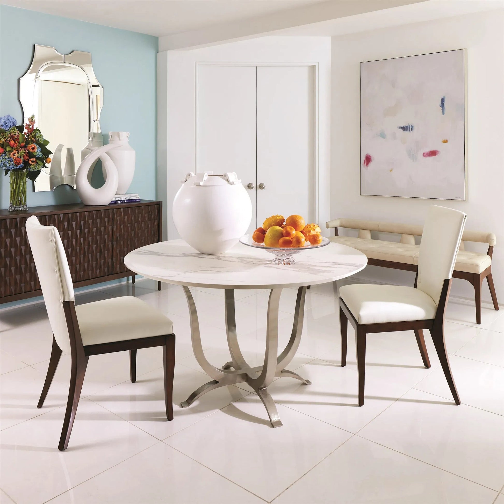 Moderno Bench by Global Views. Made from unique in a modern style.