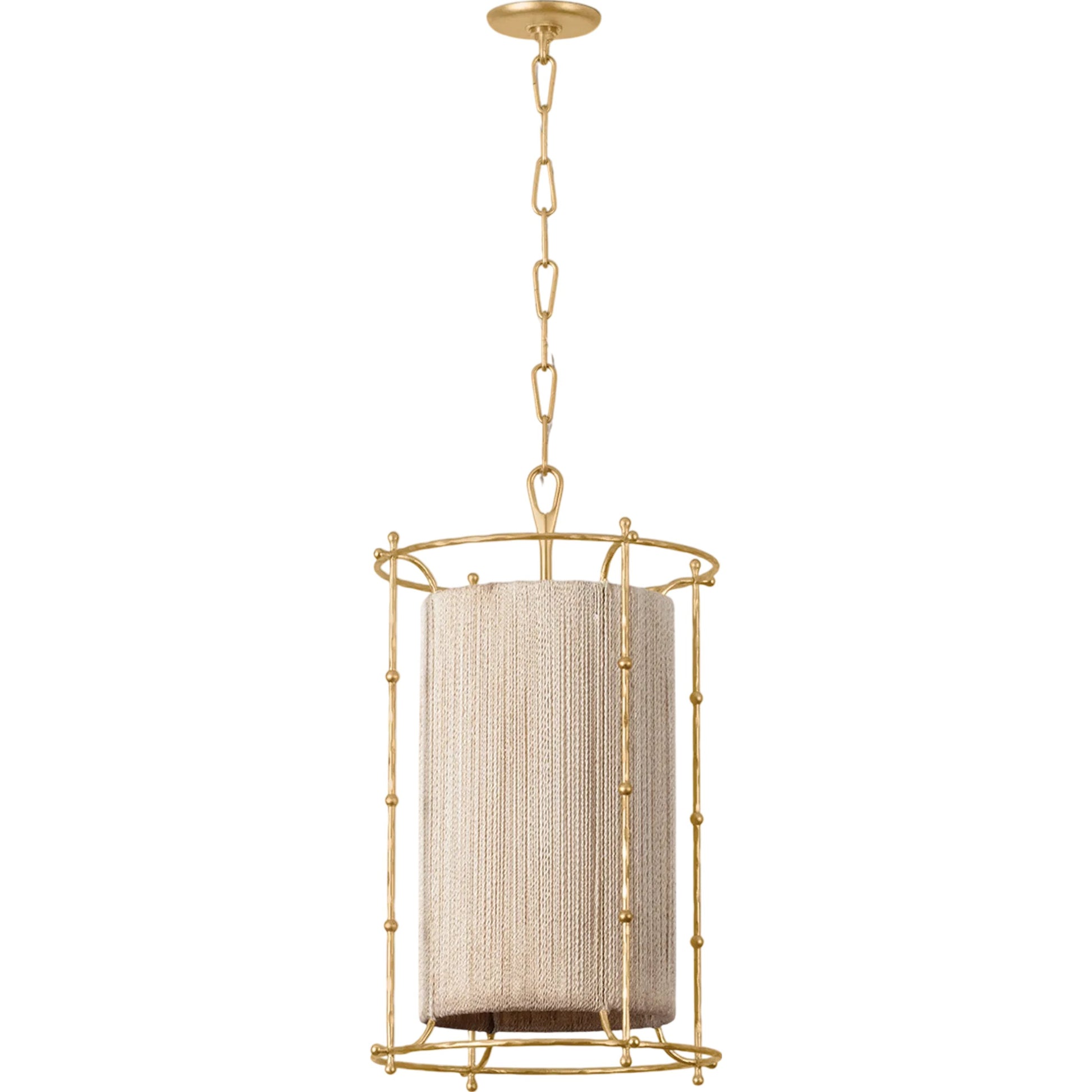 Jones Point Lantern by Hudson Valley in vintage gold leaf. Made from iron in a transitional style.