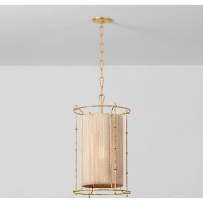 Jones Point Lantern by Hudson Valley in vintage gold leaf. Made from iron in a transitional style.