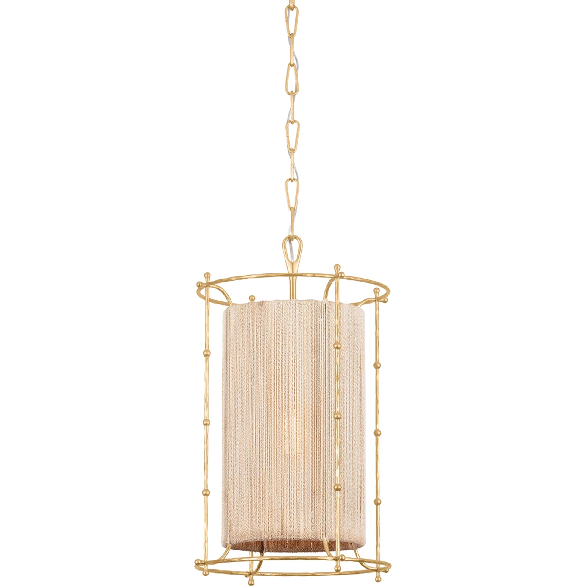 Jones Point Lantern by Hudson Valley in vintage gold leaf. Made from iron in a transitional style.