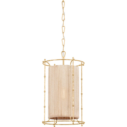 Jones Point Lantern by Hudson Valley in vintage gold leaf. Made from iron in a transitional style.