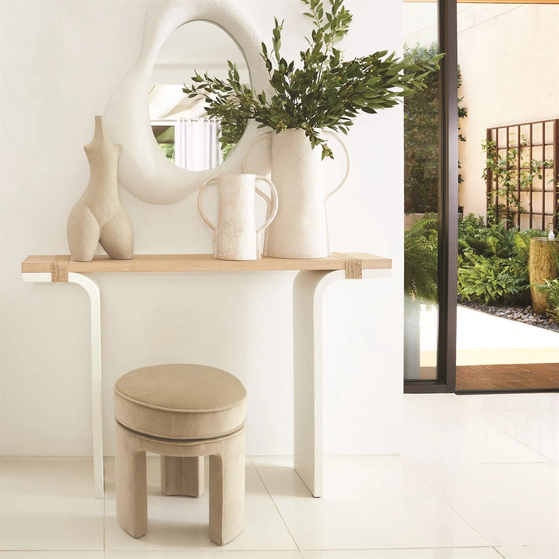 Papu Beige Stool by Global Views in beige. Made from unique in a unique style.
