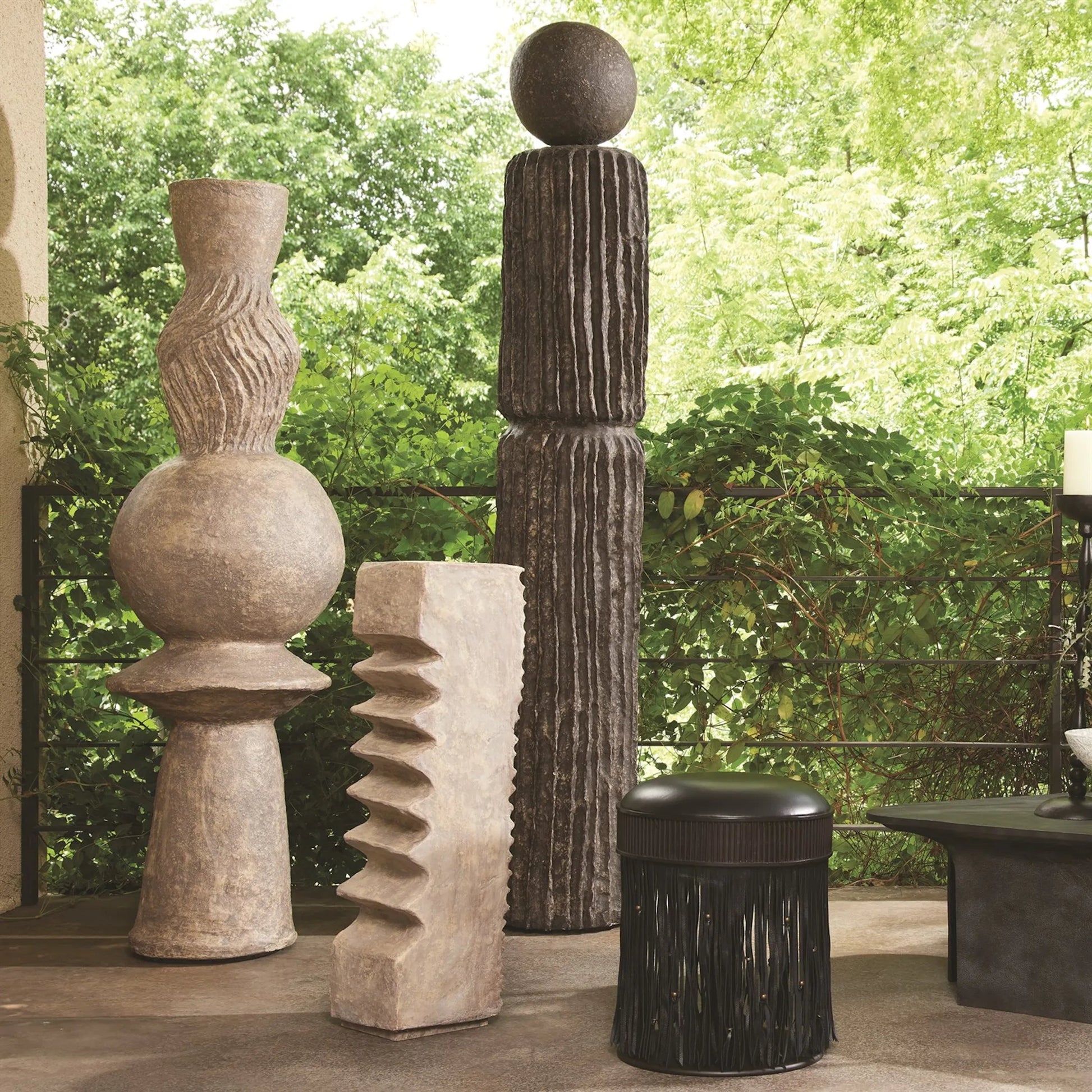 Andre Totem by Global Views in dark gray. Made from mdf, paper mache in a eclectic & global style.