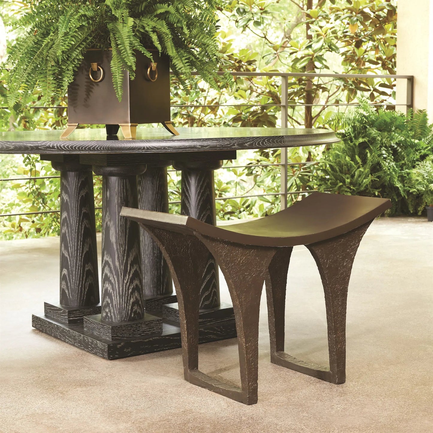 002 SR-702044 | Lifestyle | Shanghai Stool by Global Views in bronze. Made from cast iron, iron in a eclectic & global style.