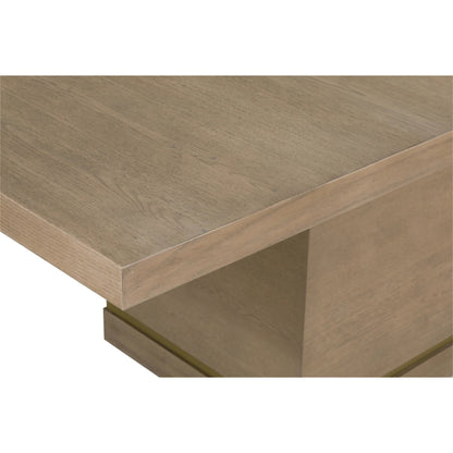 Everett Dining Table by Fairfield Chair in brown and biscotti. Made from red oak solids, veneers in a unique style.