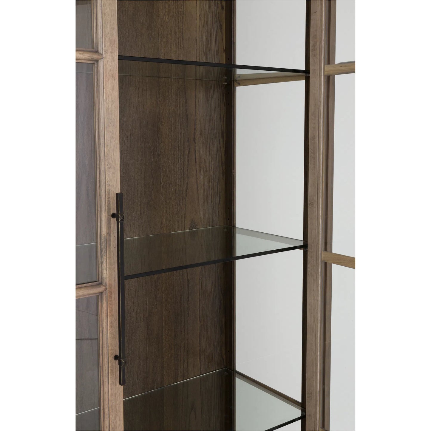 007 SI-2635768 | Closeup | Everett Curio Cabinet by Fairfield Chair in brown and biscotti. Made from red oak in a unique style.